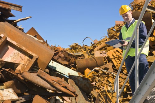 Illustration of accessible skip hire service in Bow, showing a skip and accessible pathway